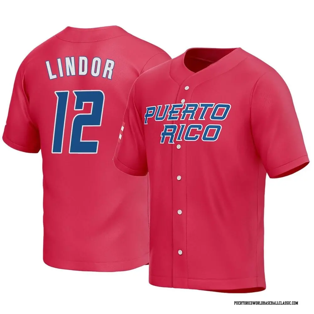 Youth Francisco Lindor Puerto Rico Baseball Replica Red 2023 World